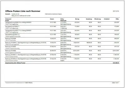 Liste offener Posten (Kunden) TopKontor Handwerk OP-Verwaltung