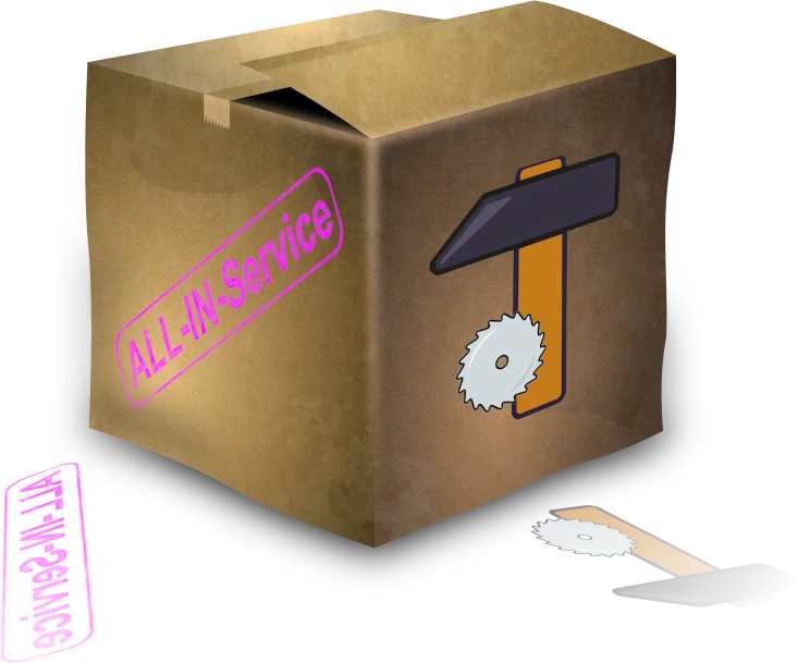 All-IN-Service-Box - Karton der symbolisch die Leistungen zur Handwerkersoftware enthält